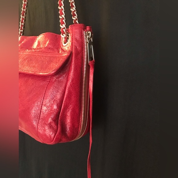 Rebecca Minkoff Swing Distressed Red Leather Shoulder Bag - Picture 7 of 8